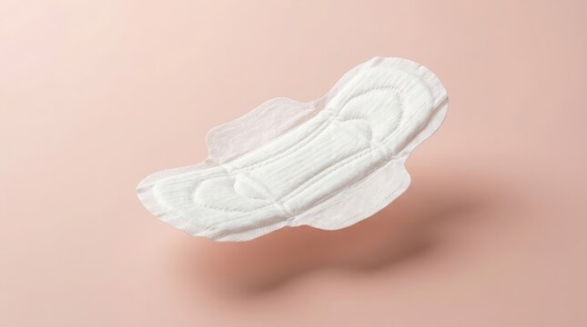 A detailed examination of a sanitary pad focusing on its absorbent core protective wings and adhesive backing essential for menstrual hygiene and