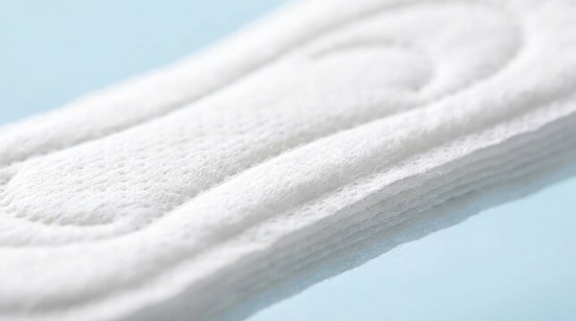 A close up view showcases a white sanitary pad essential for menstrual hygiene offering comfort and discretion during a woman's monthly cycle