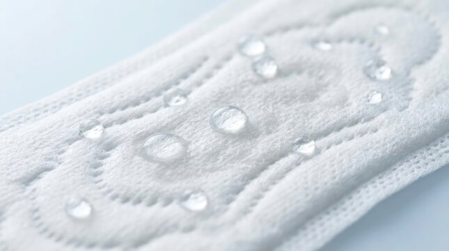 A close up view of a sanitary pad highlighting its absorbent core and soft protective layers designed for menstrual hygiene and comfort