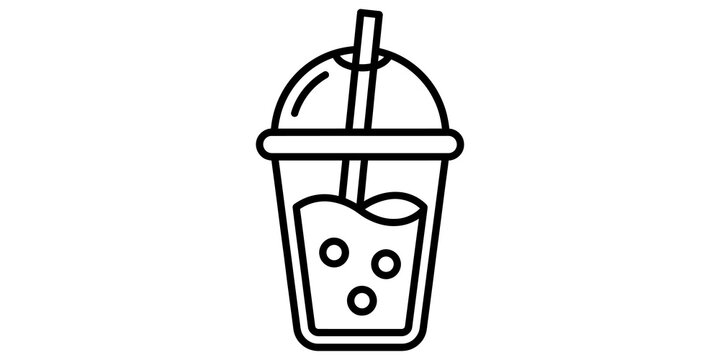 Boba tea cup icon with straw for beverage and refreshment menu design.