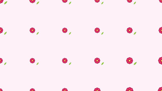 Minimalist Pink Pattern Featuring Small Red Flowers And Green Leaves For Springtime Decorating