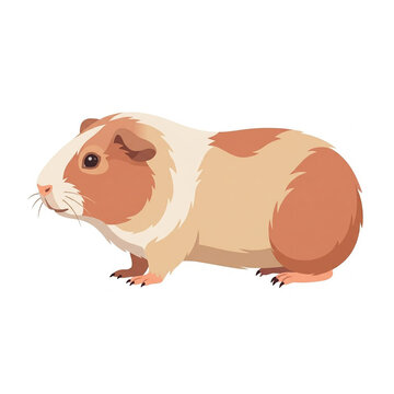 Cute guinea pig standing side profile view flat vector illustration