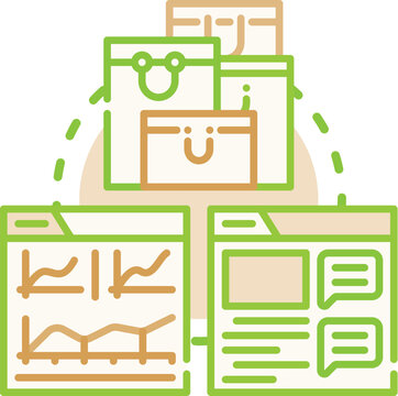 Product recommendation engine concept illustrating online shopping, customer reviews, and personalized suggestions helping consumers discover desired items based on their preferences