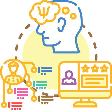 Assessing the situation concept. Diagnosis inquiry, evaluation review, inference consideration icon vector illustration