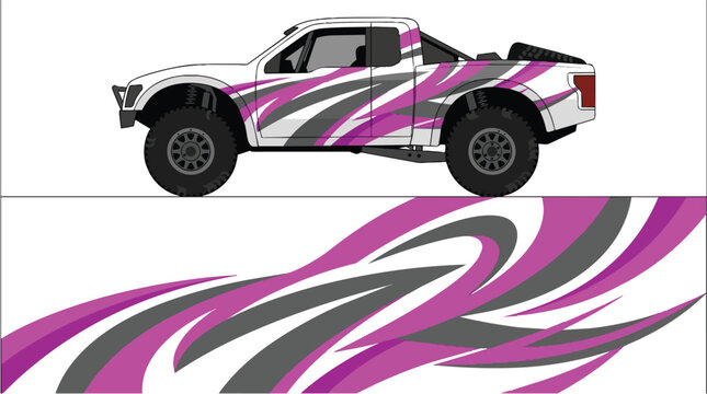 Car Wrap Design with Zebra Stripes in Pink and Gray
