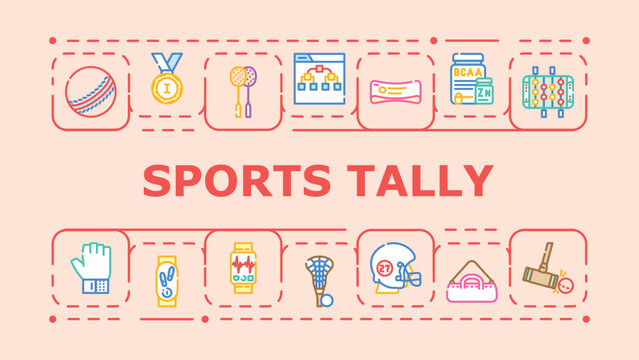 Sports tally banner infographic. Results score, count points, average losses icon vector illustration
