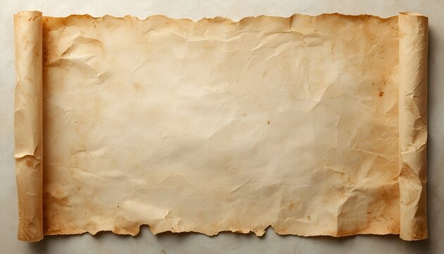 Unrolled old blank parchment paper sheet