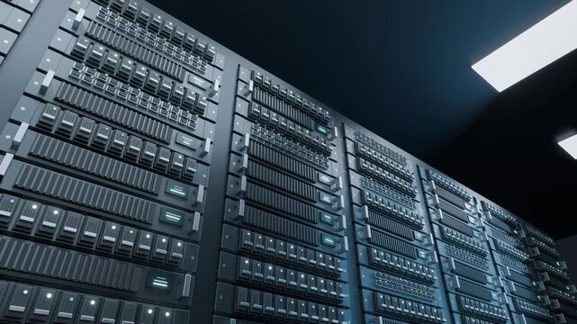 Server data center rack cloud room ai LLM storage bg able to loop endless 4k