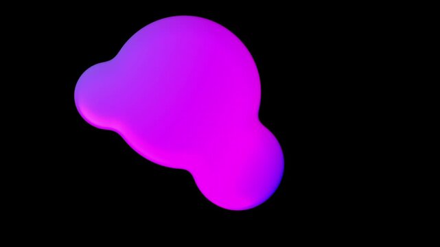 3D neon purple metaball liquid sphere background. Abstract merging gradient fluid blob motion. Futuristic glowing sphere animation.