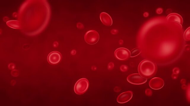 Red blood cells flowing through a blood vessel