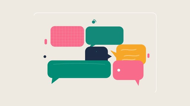 Colorful chat speech bubbles popping up on background