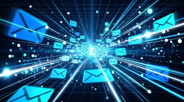 Abstract Digital Email Communication and Data Transfer Network Background