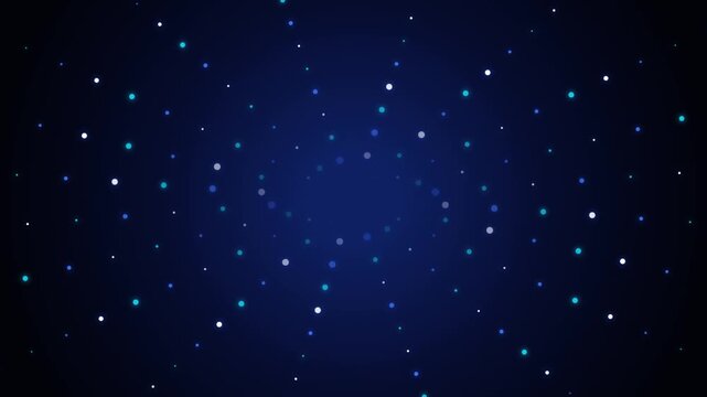 Glowing Blue Particles Moving in Radial Pattern on Dark Background Dynamic Abstract Digital Motion