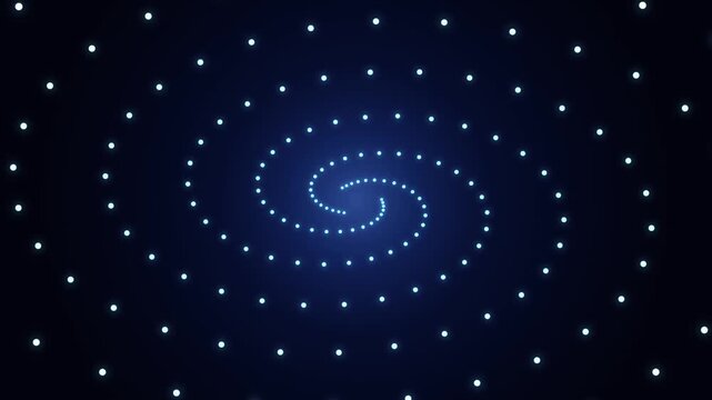 Glowing Blue Particles Rotating in a Spiral Formation on a Deep Dark Gradient Background Motion Loop