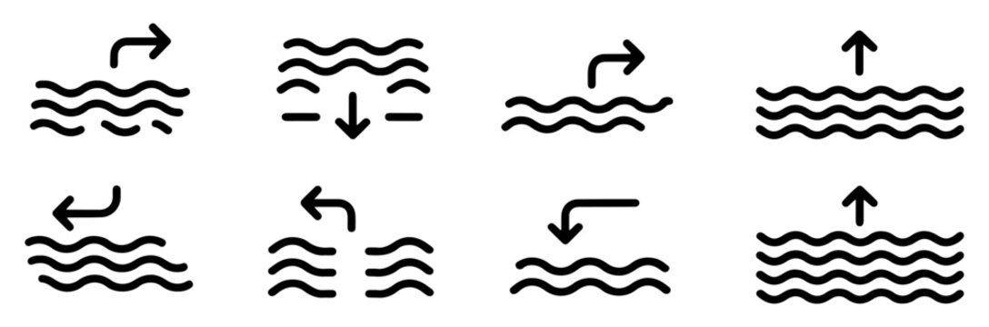 water level increase and decrease arrow icons