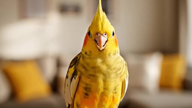 close up of a yellow parrot 