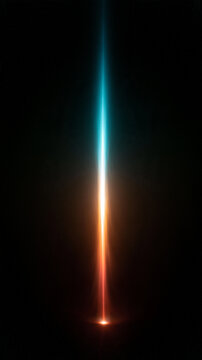 Abstract Glowing Vertical Light Beam Against Black Background