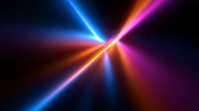 Abstract Glowing Neon Light Beams on Dark Background