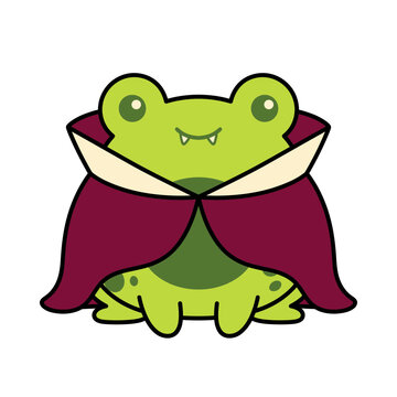 Cute Vampire Frog Wearing Dracula Cape Cartoon Vector Illustration
