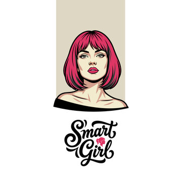 Hot Pink Head Girl Illustration