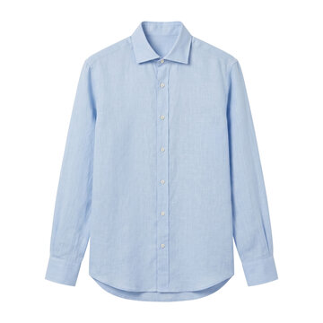 Light blue long sleeve button down casual shirt isolated