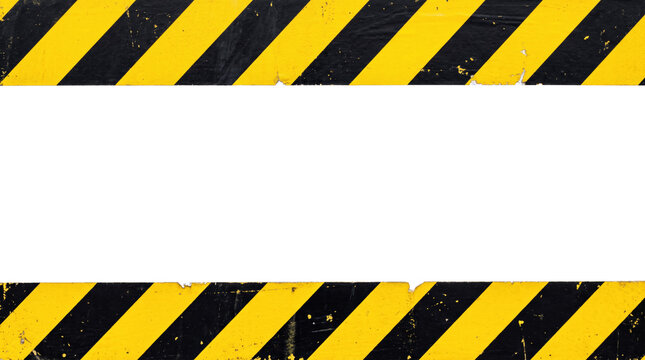 Yellow and black hazard warning stripe tape banner