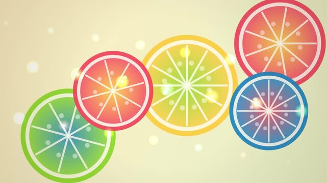 Colorful Citrus Fruit Slices Floating in Motion Graphic Animation