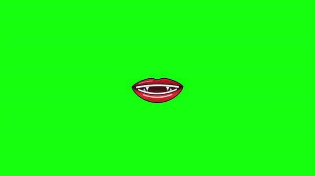 Vampire mouth with fangs pattern on green screen background