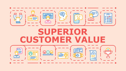 Obraz premium Superior customer value banner infographic. Advantage delivery, trust retention, convenience support icon vector illustration