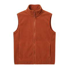 Rust orange fleece zip up sleeveless vest jacket © BTG