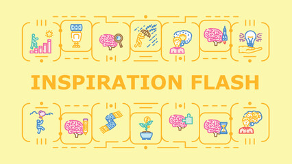 Fototapeta premium Inspiration flash banner infographic. Sudden imagination, vision bright, insight energy icon vector illustration