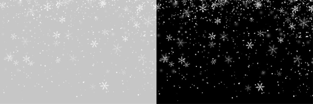 Png Falling snow on transparent background. Light snowfall, snowflakes, Snow flakes, snow background. Bokeh lights vector file