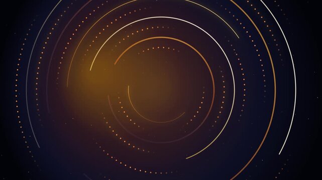 Golden glowing concentric circle lines rotating on dark background luxury award motion graphics