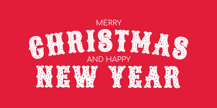 Merry Christmas and Happy new-year celebration background. Classic holiday invitation card, retro lettering design.