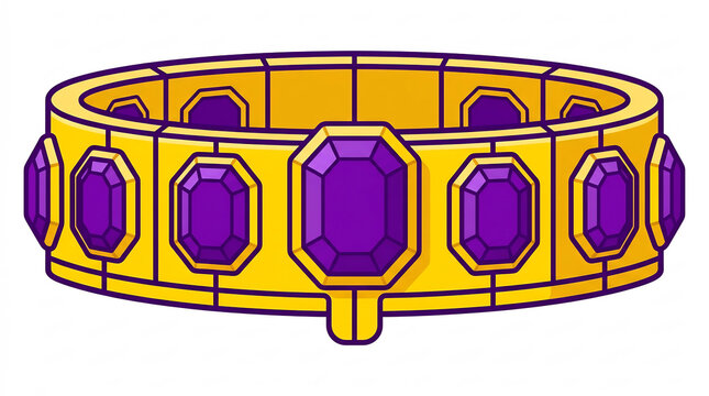 Crown vector illustration with purple amethyst gemstones on gold