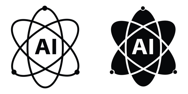 Artificial intelligence icon set, ai technology symbol, atom or science logo design, vector illustration