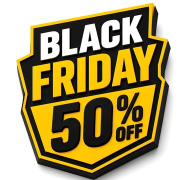 Black Friday 50% OFF Bold Retail Discount Tag on White