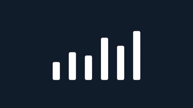 Minimalist white audio frequency equalizer sound level bars graph loop animation