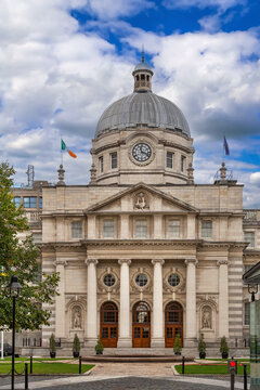 Front view of Government Buildings on Merrion Street Upper in Dublin, Ireland. Daytime shot of grand classical architecture