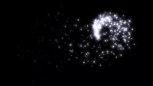 Glowing line star shape animation, magic sparkles glitter line stars, glitter line stars animation with glowing fairy dust trails, glitter star burst glowing flat vector doodle, on black screen. 4k