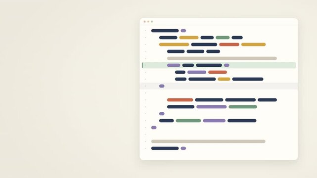 Animated interface showing a code block being scrolled during a software development review.