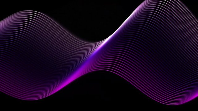 Elegant undulating wave lines in purple and white gradients creating smooth motion