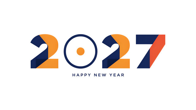 Minimalist typography design featuring colorful numbers celebrating upcoming new year two thousand twenty seven celebration