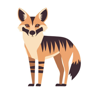 Simple flat 2D vector illustration of Aardwolf, contemporary minimalist artwork, isolated on a white background.