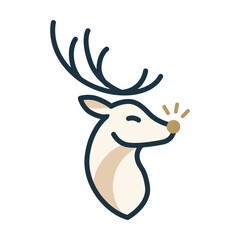 Minimalist Cute Reindeer Head Profile Vector Illustration © Paulus