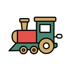 Classic Toy Steam Locomotive Train Flat Vector Icon © Paulus