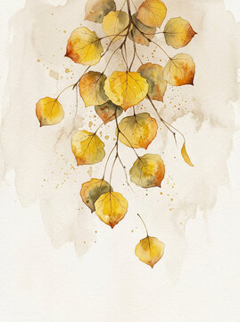 Luminous watercolor of golden physalis lanterns and autumn leaves, embodying the spirit of fall; perfect as an inviting cover design or a rustic background