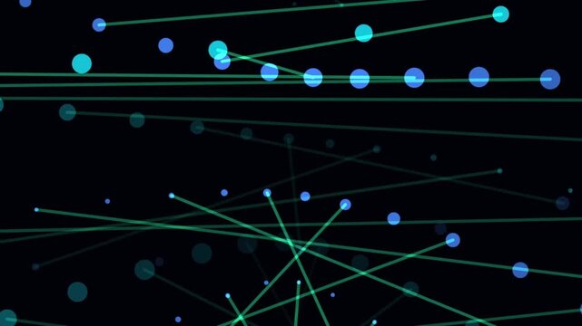 Cybernetic Dot Spiral quantum double helix particle vortex motion video rendered with NEON CYBER CYAN glowing quantum dot particles. Ideal for fintech and crypto background loops, biotechnology 