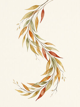Watercolor fall leaves flowing gracefully, an artistic botanical illustration providing an exquisite autumn cover design and a soft seasonal background element
