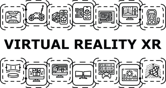 Virtual reality xr concept. Interaction experience, hologram sensory, motion extended icon vector illustration